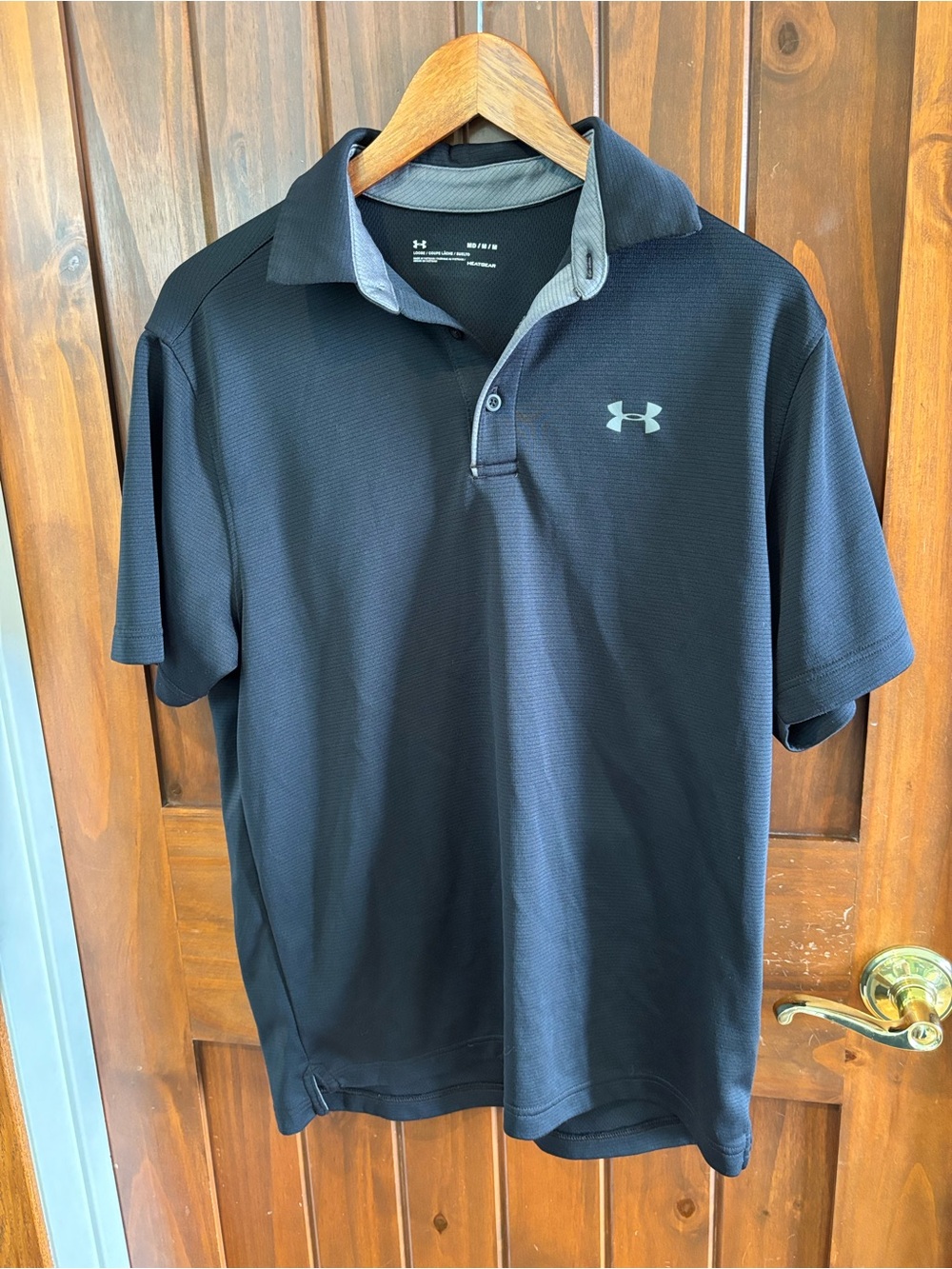 Under Armour Men’s Black Tech Polo with Gray Logo
